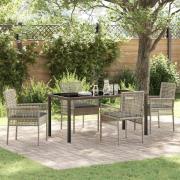 vidaXL Trädgårdsmöbelset med kudde 5 pcs Ljusgrå Poly rattan