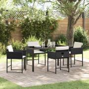 vidaXL Trädgårdsmöbelset med kudde 5 pcs Svart Poly rattan