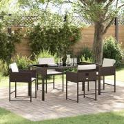 vidaXL Trädgårdsmöbelset med kudde 5 pcs Brun Poly rattan