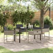 vidaXL Trädgårdsmöbelset med kudde 5 pcs Ljusgrå Poly rattan