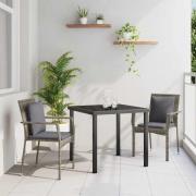 vidaXL Trädgårdsmöbelset med kudde 3 pcs Grå Poly rattan
