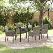 vidaXL Trädgårdsmöbelset med kudde 5 pcs Grå Poly rattan