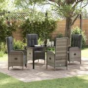 vidaXL Trädgårdsmöbelset med kudde 5 pcs Grå Poly rattan