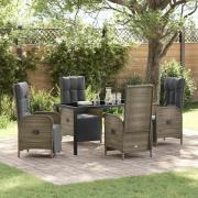 vidaXL Trädgårdsmöbelset med kudde 5 pcs Grå Poly rattan