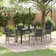 vidaXL Trädgårdsmöbelset med kudde 5 pcs Ljusgrå konstrotting