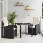 vidaXL Trädgårdsmöbelset 3 pcs Svart konstrotting