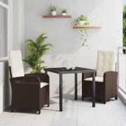 vidaXL Trädgårdsmöbelset 3 pcs Brun konstrotting