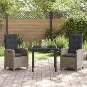vidaXL Trädgårdsmöbelset 3 pcs Grå konstrotting