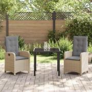 vidaXL Trädgårdsmöbelset 3 pcs Beige konstrotting