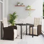 vidaXL Trädgårdsmöbelset 3 pcs Brun konstrotting