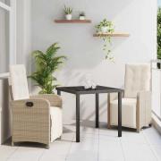 vidaXL Trädgårdsmöbelset 3 pcs Beige konstrotting