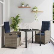 vidaXL Trädgårdsmöbelset 3 pcs Grå konstrotting
