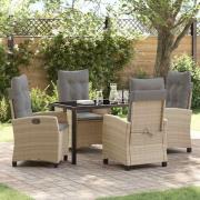 vidaXL Trädgårdsmöbelset med kudde 5 pcs Beige konstrotting