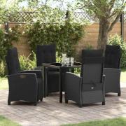 vidaXL Trädgårdsmöbelset 5 pcs Svart konstrotting
