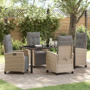 vidaXL Trädgårdsmöbelset 5 pcs Beige konstrotting