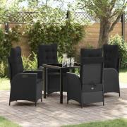 vidaXL Trädgårdsmöbelset 5 pcs Svart konstrotting