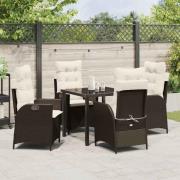vidaXL Trädgårdsmöbelset 5 pcs Brun konstrotting