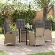 vidaXL Trädgårdsmöbelset 5 pcs Beige konstrotting