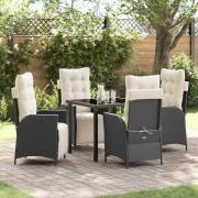 vidaXL Trädgårdsmöbelset 5 pcs Svart Poly rattan