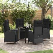 vidaXL Trädgårdsmöbelset 5 pcs Svart Poly rattan