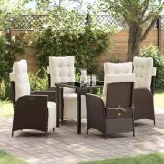 vidaXL Trädgårdsmöbelset 5 pcs Brun Poly rattan