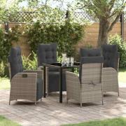 vidaXL Trädgårdsmöbelset 5 pcs Grå Poly rattan