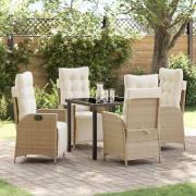 vidaXL Trädgårdsmöbelset 5 pcs Beige Poly rattan