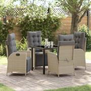 vidaXL Trädgårdsmöbelset 5 pcs Beige Poly rattan