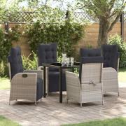 vidaXL Trädgårdsmöbelset 5 pcs Ljusgrå Poly rattan