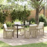 vidaXL Trädgårdsmöbelset 5 pcs Beige konstrotting