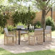 vidaXL Trädgårdsmöbelset 5 pcs Beige konstrotting