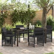 vidaXL Trädgårdsmöbelset 5 pcs Svart Poly rattan