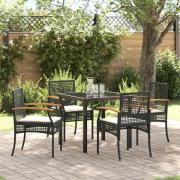 vidaXL Trädgårdsmöbelset 5 pcs Svart konstrotting