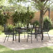 vidaXL Trädgårdsmöbelset 5 pcs Svart konstrotting