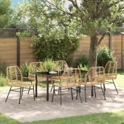 vidaXL Trädgårdsmöbelset 7 pcs Brun konstrotting