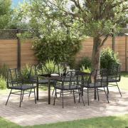 vidaXL Trädgårdsmöbelset 7 pcs Svart konstrotting