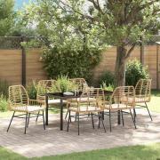 vidaXL Trädgårdsmöbelset 7 pcs Brun konstrotting