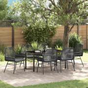 vidaXL Trädgårdsmöbelset 7 pcs Svart konstrotting