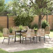 vidaXL Trädgårdsmöbelset 7 pcs Brun konstrotting