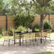 vidaXL Trädgårdsmöbelset 7 pcs Brun konstrotting