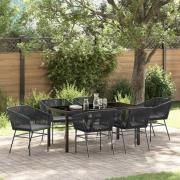 vidaXL Trädgårdsmöbelset 7 pcs Svart Poly rattan