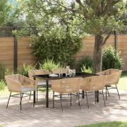 vidaXL Trädgårdsmöbelset 7 pcs Brun Poly rattan
