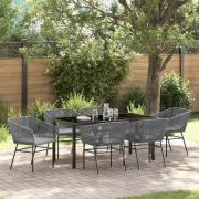 vidaXL Trädgårdsmöbelset 7 pcs Grå Poly rattan