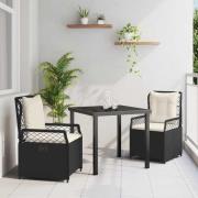vidaXL Trädgårdsmöbelset 3 pcs Svart konstrotting