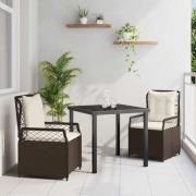 vidaXL Trädgårdsmöbelset 3 pcs Brun konstrotting