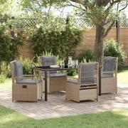 vidaXL Trädgårdsmöbelset 5 pcs Beige konstrotting