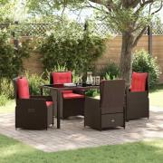 vidaXL Trädgårdsmöbelset 5 pcs Brun Poly rattan
