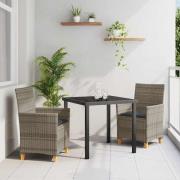 vidaXL Trädgårdsmöbelset 3 pcs Grå konstrotting