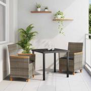 vidaXL Trädgårdsmöbelset 3 pcs Grå konstrotting