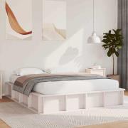 vidaXL Sängram Vit 150 x 200 cm Massiv furu